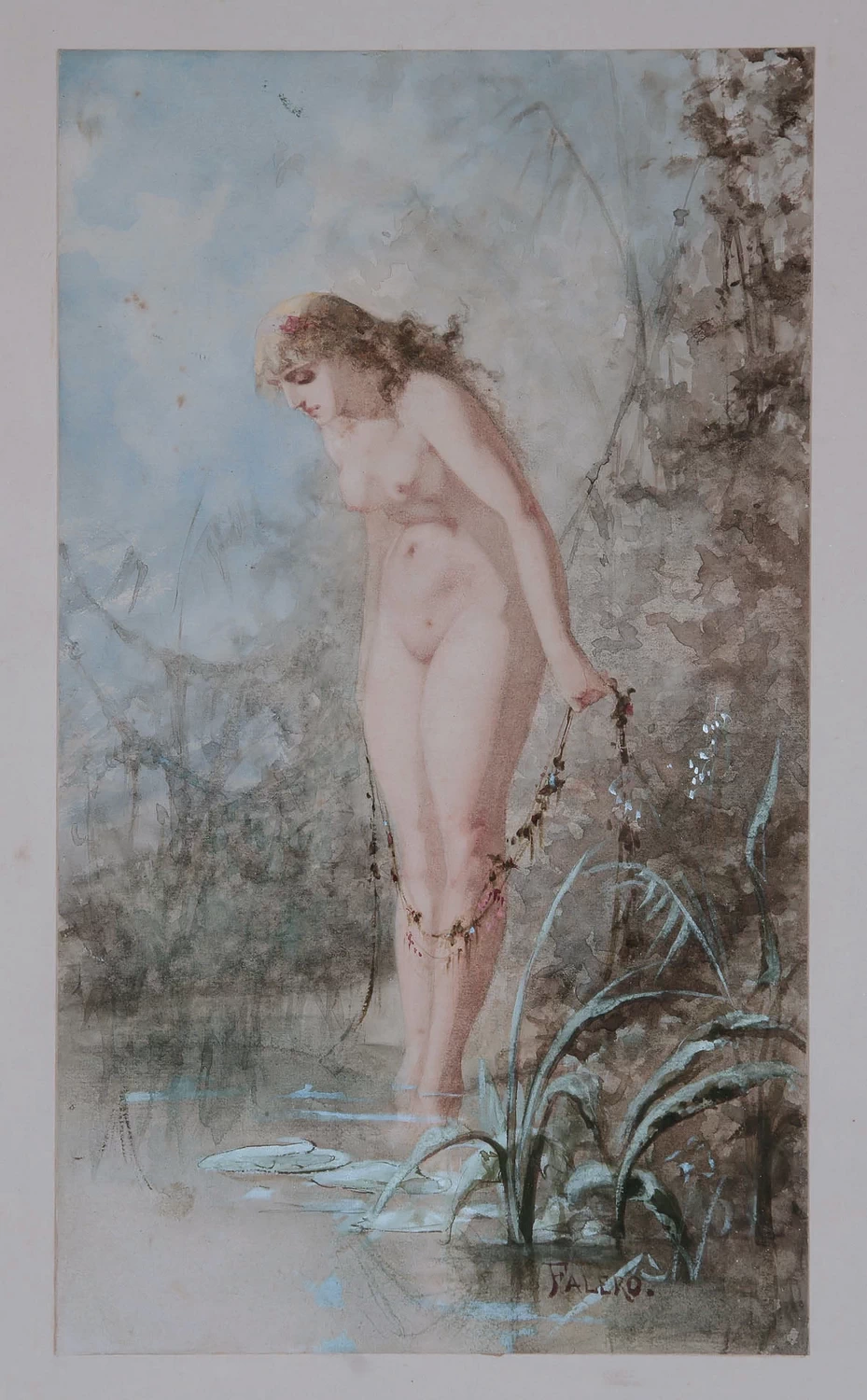 Donna in riva all'acqua